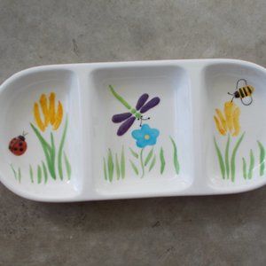 EUC 3 space decorative ceramic serving dish, approximately14.5"x6.5"x2"
